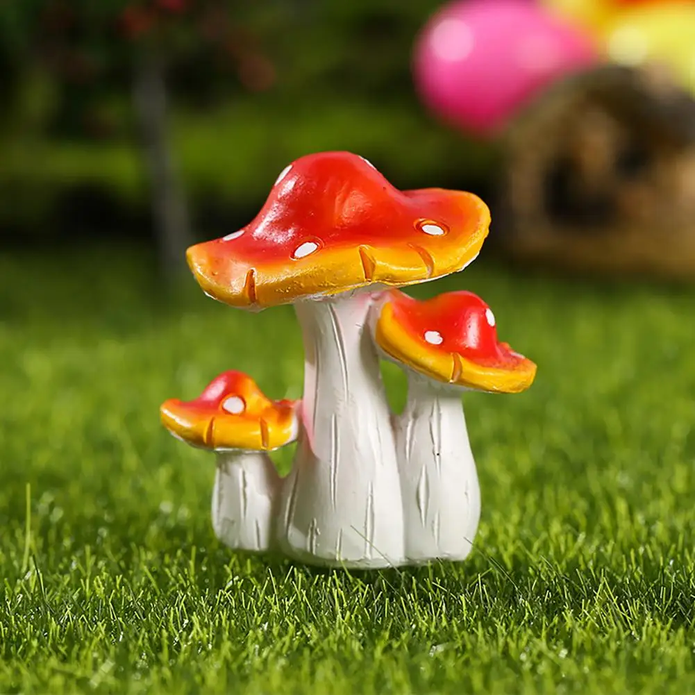 Mushroom Figurine Lightweight Miniature Statue Attractive Anti-fade  Excellent Creative Decorative Vivid Mushroom Statue