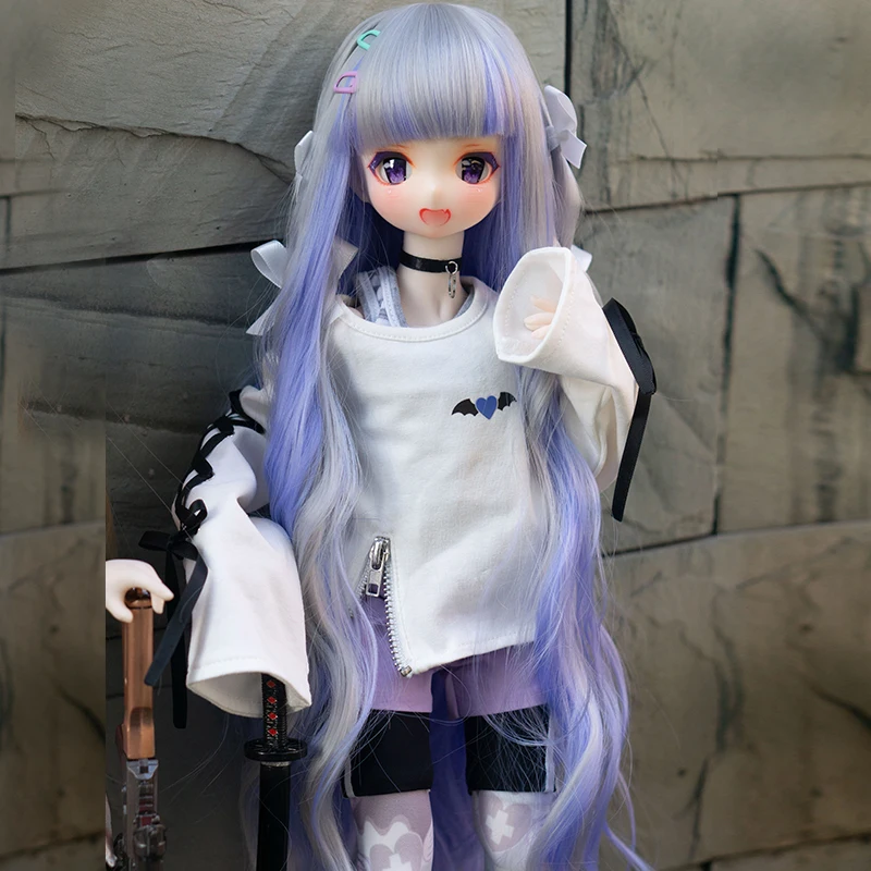 1/3 Bjd Wig Gradient Color Long Curly Hair 1/4 BJD MDD Doll Wig Anime Style Hair Accessories DIY Dress Up Female Toy for Girls