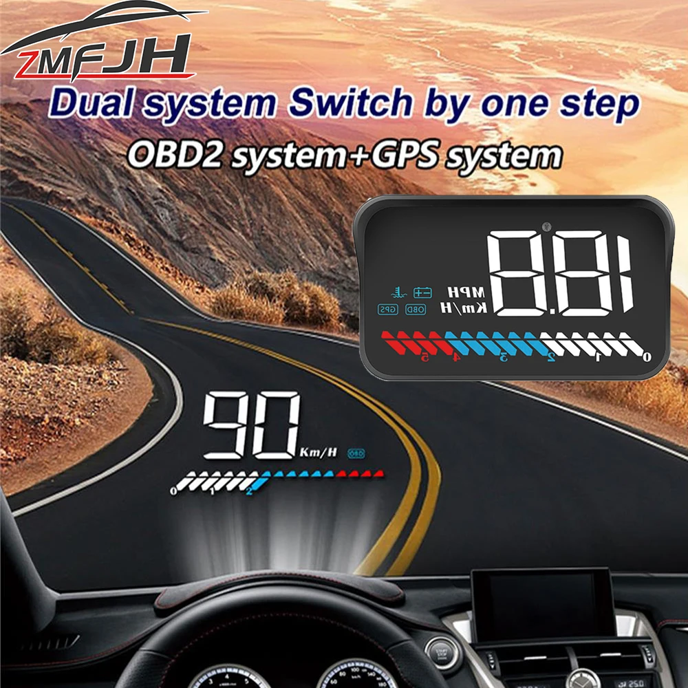 

OBD + GPS Проекционный дисплей OBD2 Лобовое стекло Бортовой компьютер Умный цифровой спидометр Об/мин Температура воды Напряжение по индивидуальному заказу