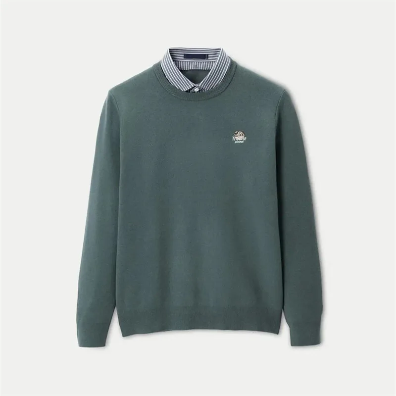 

Men's Soft Long Sve Knitted irt Collar Embroidered Casual Wear Comfortable Autumn Winter New Sle Faionable M Garment