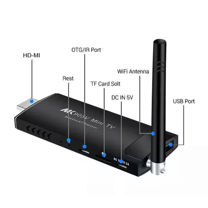 TV Stick 4K Android 5,1/7,1 Linux OS Smarttv Box RK3288, caja de Metal, cuatro núcleos, Tv Stick 4k Max, Android 7,1, versión 4,0