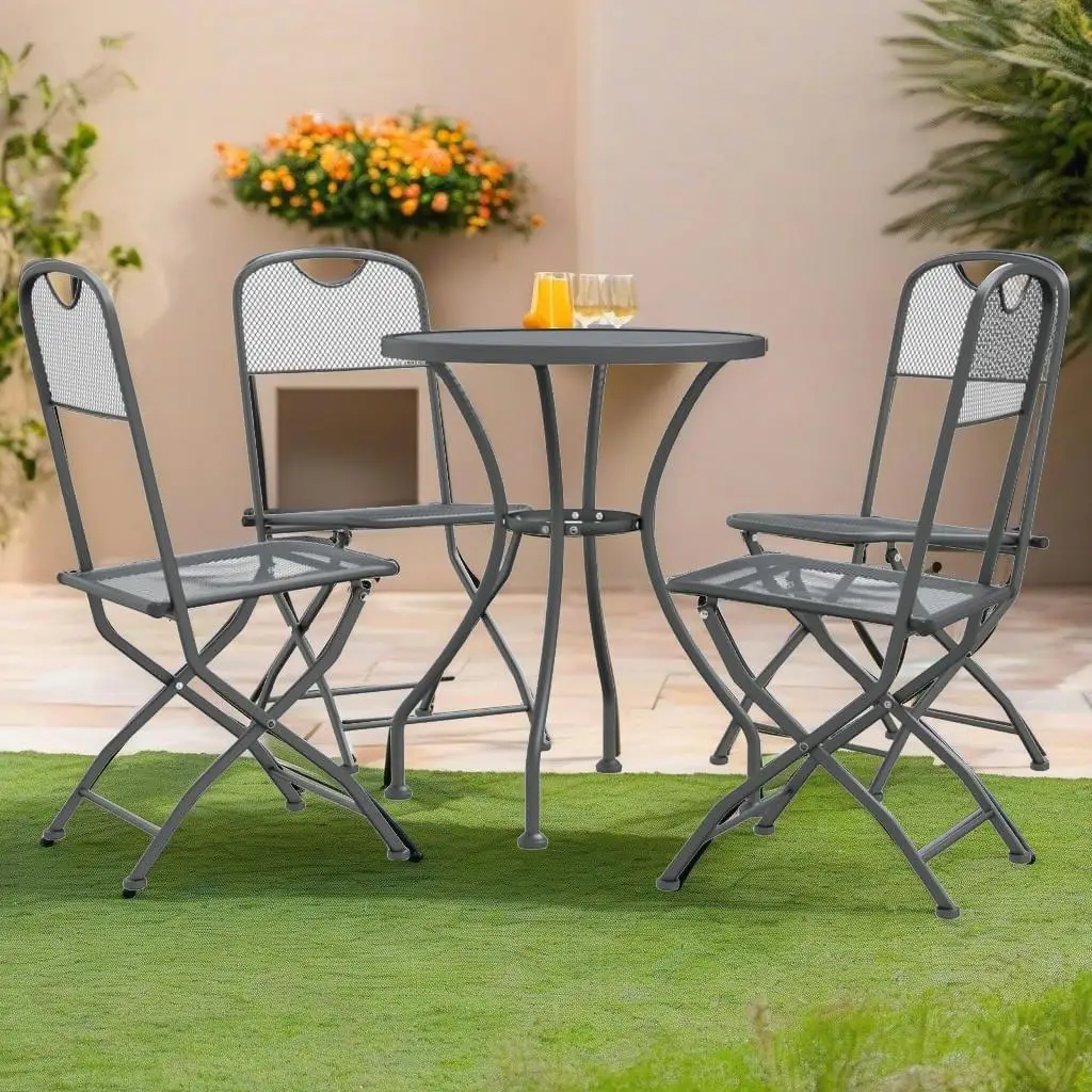 5-Piece Anthracite Patio Dining Set - Durable Expanded Metal Mesh Outdoor Furniture