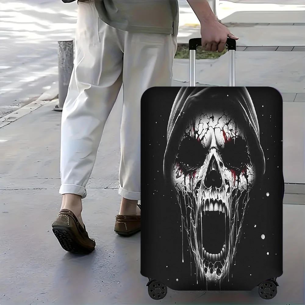 1pc Gothic Skull Print Luggage Cover. Fits 18–32-inch suitcases; effectively protects your suitcase.