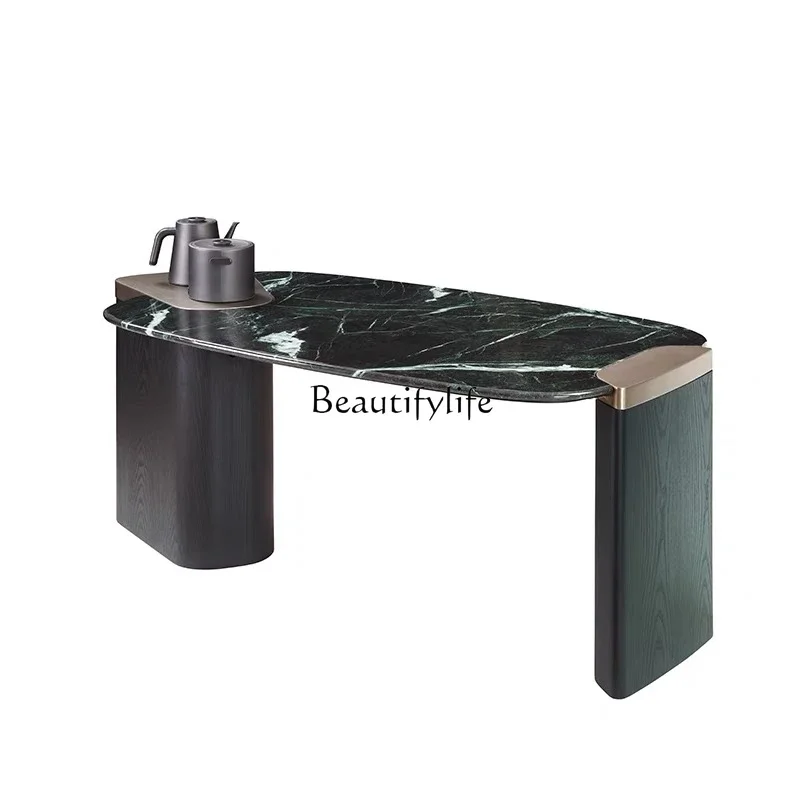 

13*Cold jadeite natural luxury stone tea table light luxury Prada green home tea table office high-end designer