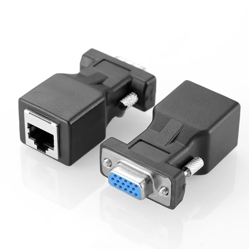 Network Ethernet Cable Adapter 15pin VGA Female To RJ-45  Connector Card  RGB HDB Extender  LAN CAT5 CAT6 RJ45