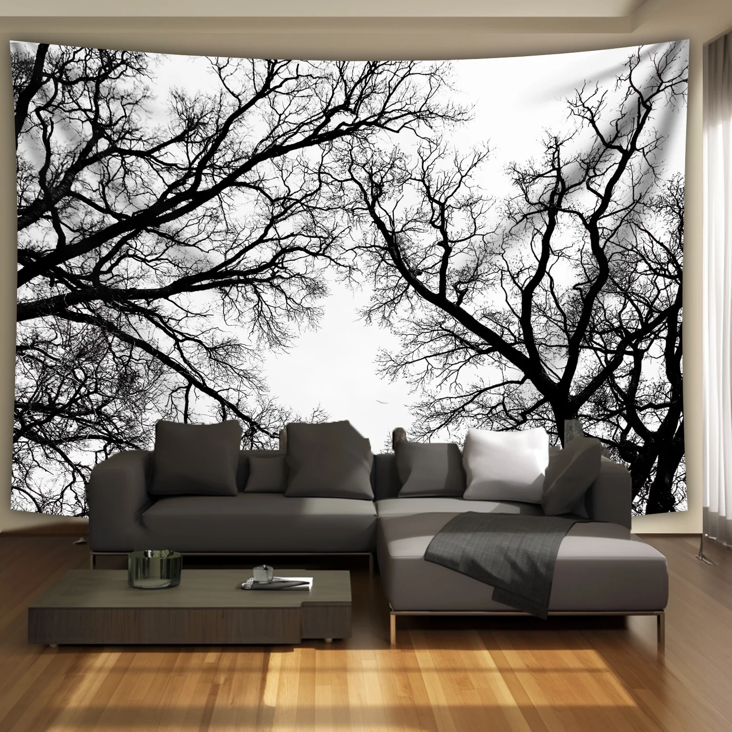 1pc Tapestry with a withered tree landscape pattern, machine washable polyester, suitable for bedroom and living room decoration