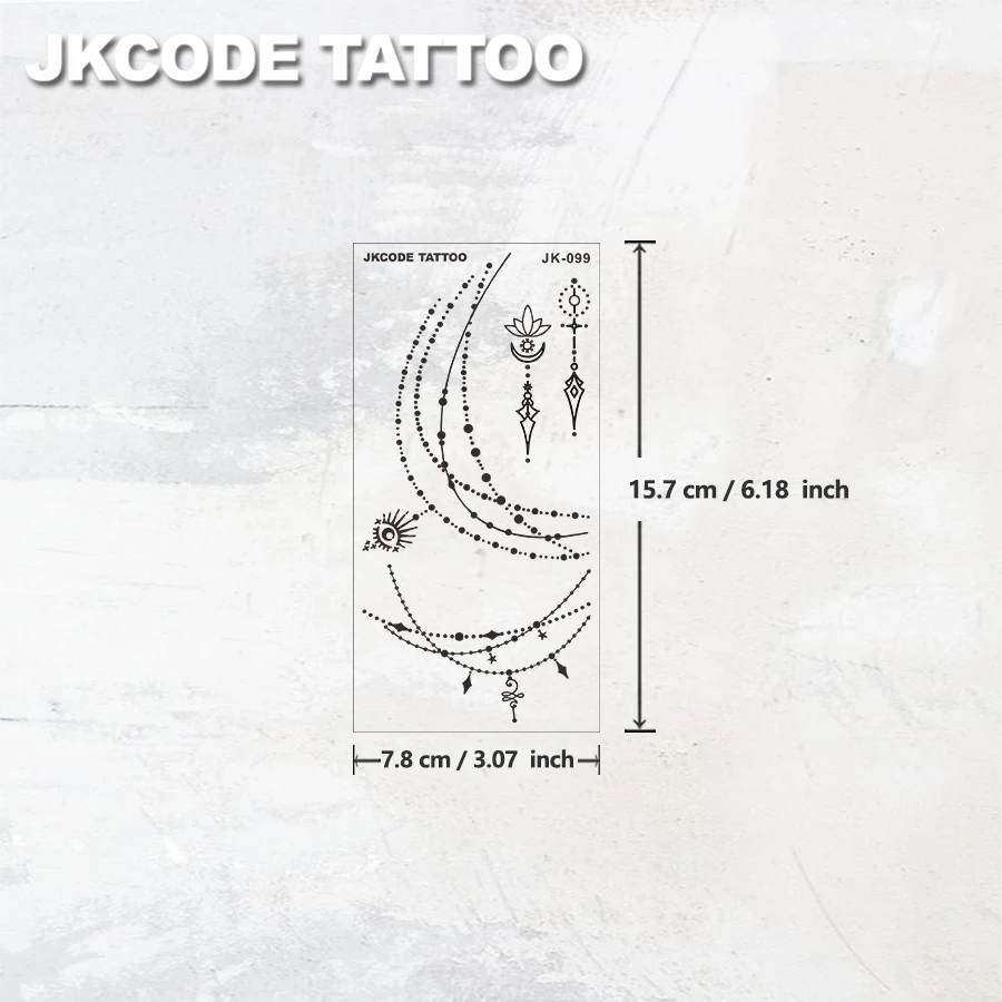 Handtatoeage-minimalistisch ontwerp Ramadan-tatoeages-wetse mode-sieraden-zwarte henna-armband en enkelband-veerarmband-Lamb Crescent Totem New Festival handen en voeten langdurige waterdichte tattoo sticker-lichaamkunst voor 3-5 dagen