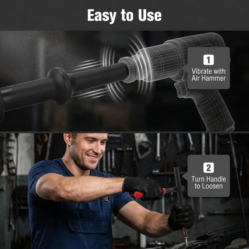 

WORTHOWN-Air Impact Screw Remover 6-Piece Diamond Steel Slotted & Phillips Bits Pneumatic Hammer Compatible