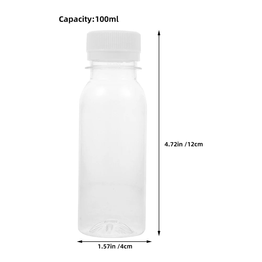 Bottiglie di latte da 20 pezzi Contenitori di succo vuoti trasparenti per animali domestici Bottiglie di bevande portatili senza Bpa da 100 ml con tappi per latte di noci fatti in casa