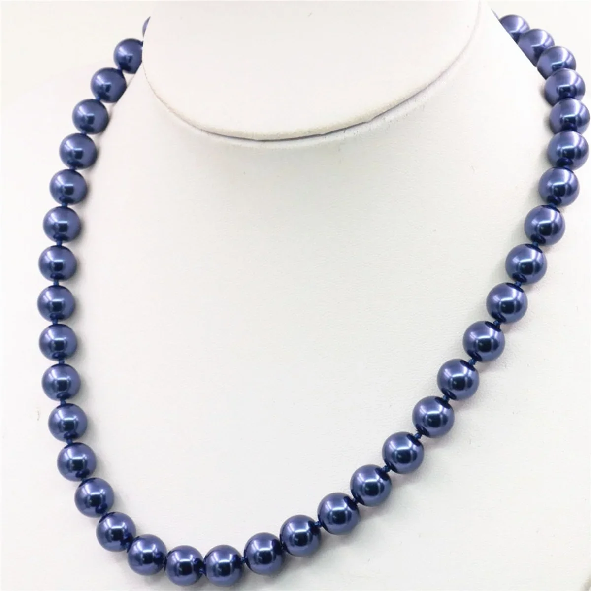 

DIY 8 10 12 14mm South Dark Blue Shell Pearl Round Necklace Beads Hand Made Women Choker Items Jewelry for Women