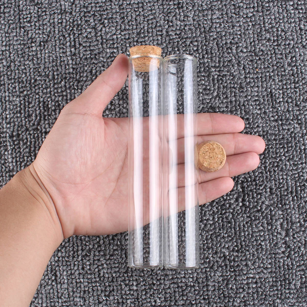 5 Pieces 60ml Glass Tubes with Cork Stopper 25*150mm Test Tubes Terrarium Spice Jars Bottles Vials for Craft Lab Accessory DIY