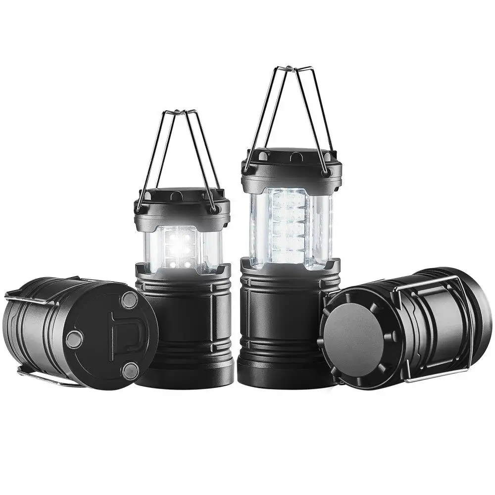 

4 LED Camping Lanterns Set Lightweight Collapsible Battery Powered Portable Lights for Outdoor Activities