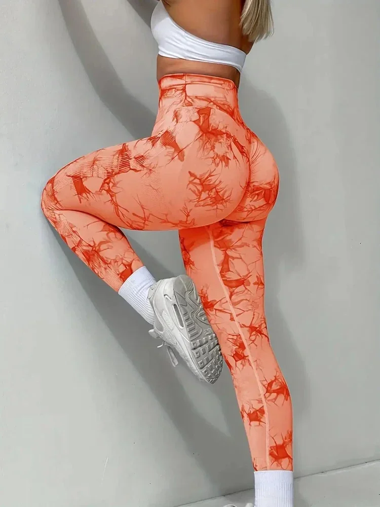 2025 New Tie Dye Palestra Leggings da donna Dimagranti Vita alta Stretti Pesca Butt Pantaloni sportivi da jogging per le donne Leggings da yoga senza soluzione di continuità