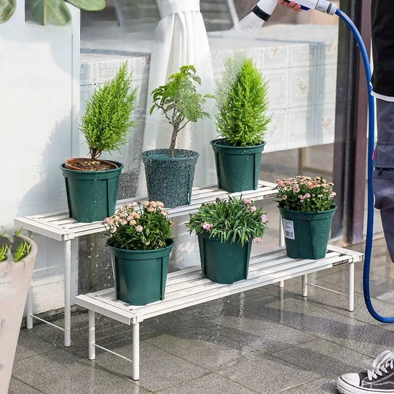 Courtyard balcony aluminum alloy flower rack succulent staircase multi-layer shelf wrought iron floor garden outdoor