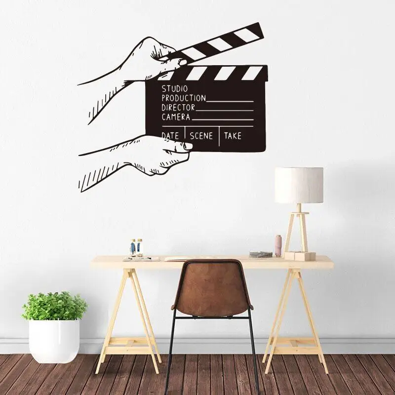 Large Cinema Theater Clapperboard Movie Wall Sticker Leisure Room Filmmaking Film Wall Decal Bedroom Vinyl Home Decor