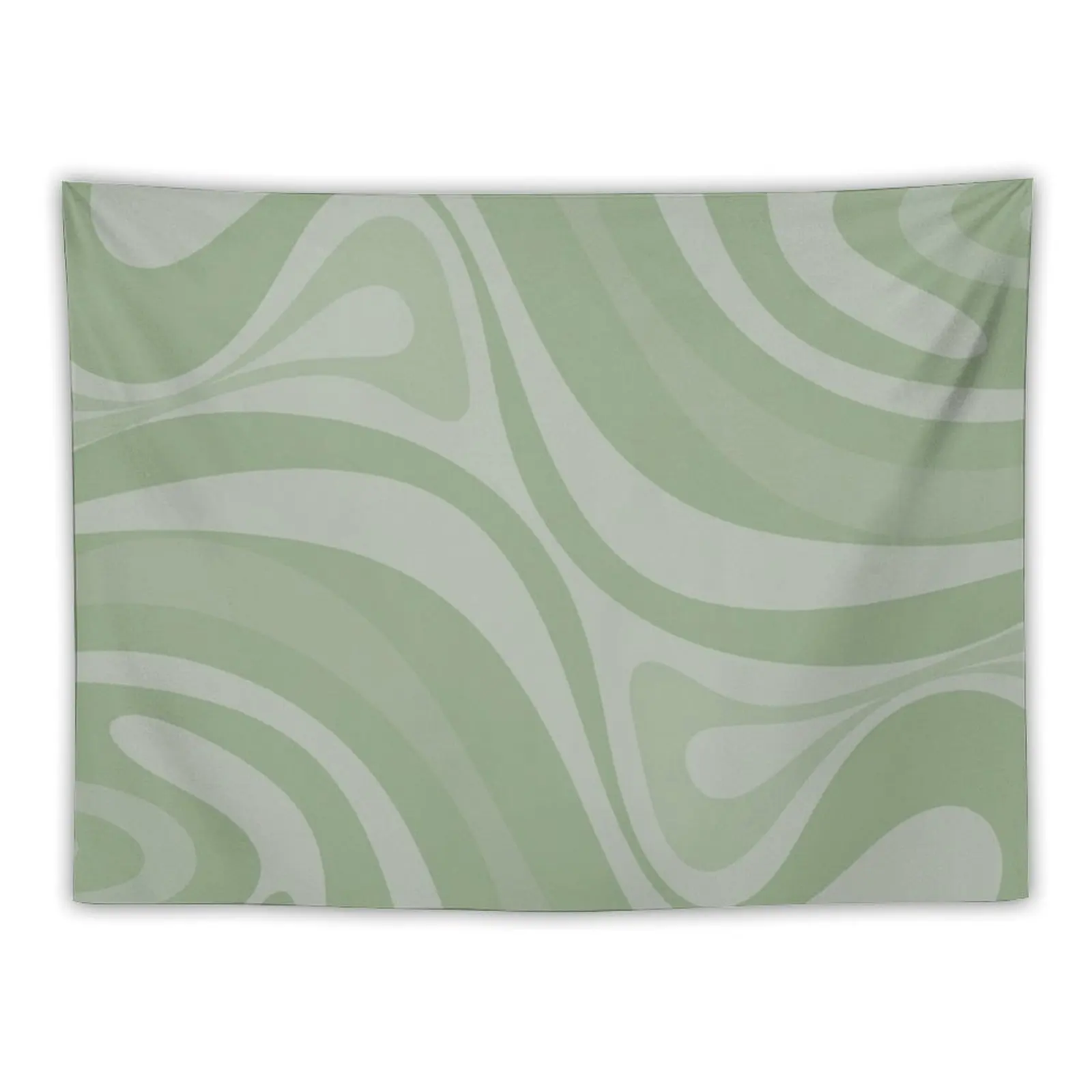 

New Groove Retro Swirl Abstract Pattern in Muted Green Tapestry Room Decor Aesthetic Decor For Bedroom Room Aesthetic Tapestry