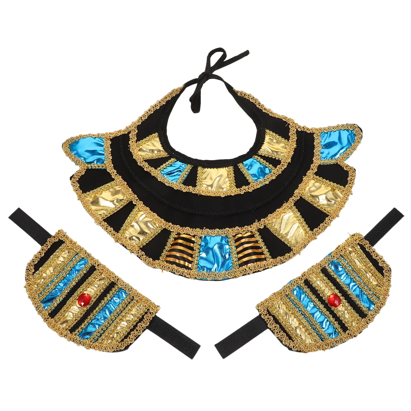 1 conjunto de acessórios para fantasia egípcia, kit de coleiras decorativas, punhos para festa de máscaras, halloween, cosplay, suprimentos femininos egípcios