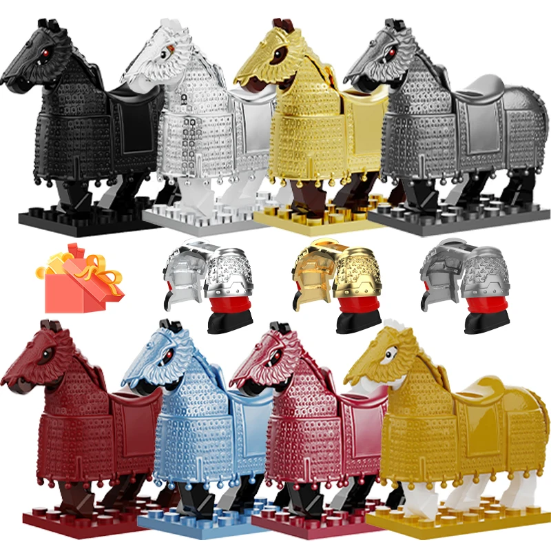 New Chinese War Heavy Armour Armored Horse Models Building Blocks Toys Kids Birthday Gift Moc Cavalry Juguetes For Boys 2023 DIY