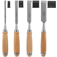 4Pcs Wood Chisels Set Sharp Chrome-Vanadium Steel Wood Carving Chisels with Beech Handles Ergonomic Wood Carving Tools