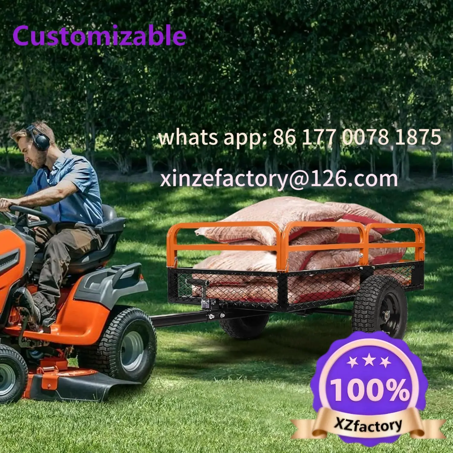 

Customizable 1500 Lbs Heavy Duty Steel Dump Cart, 15 Cubic Feet Garden Utility Trailer with Removable Sides,Hand Pull or Foot