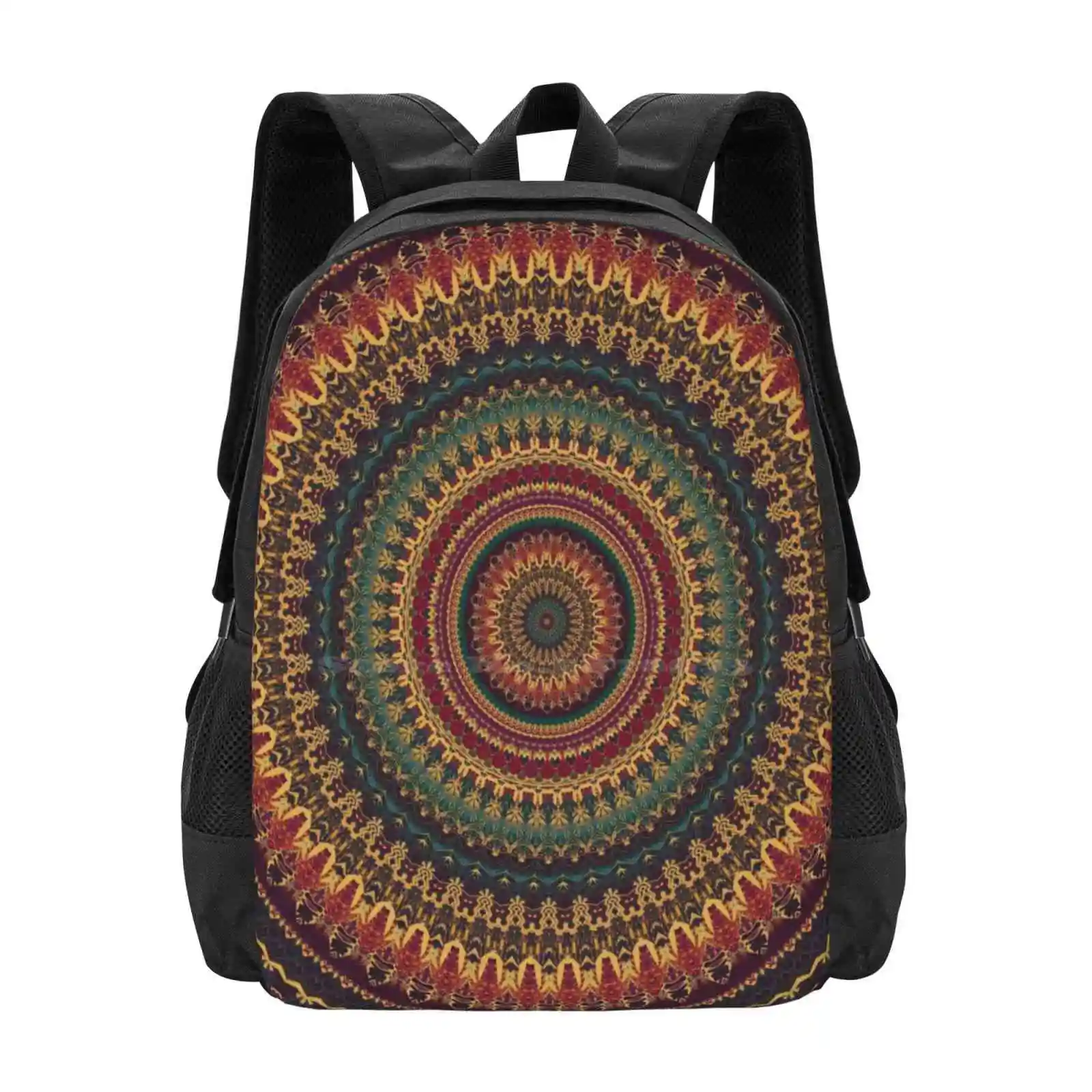 Mandala 11 3D Print Design Backpack Student Bag Gypsy Hippie Hippy Pattern Mandala Flower Of Life Sacred Geometry Golden Ratio