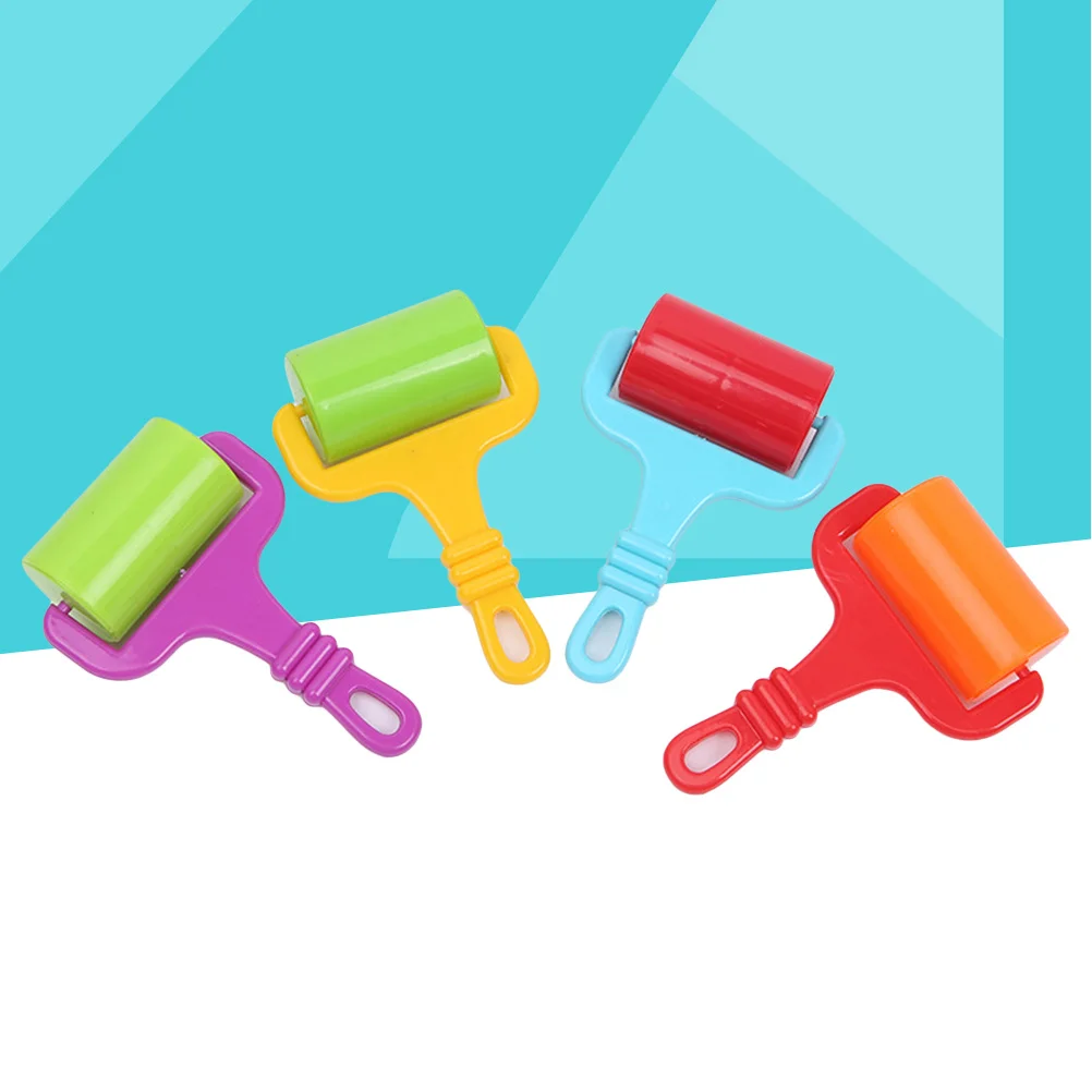 Outil de pâte à modeler coloré, rouleau d'argile pour enfants, pour l'aplatissement de la pâte de poterie, facile à nettoyer, matériau ABS sûr, ensemble de bricolage 4 pièces