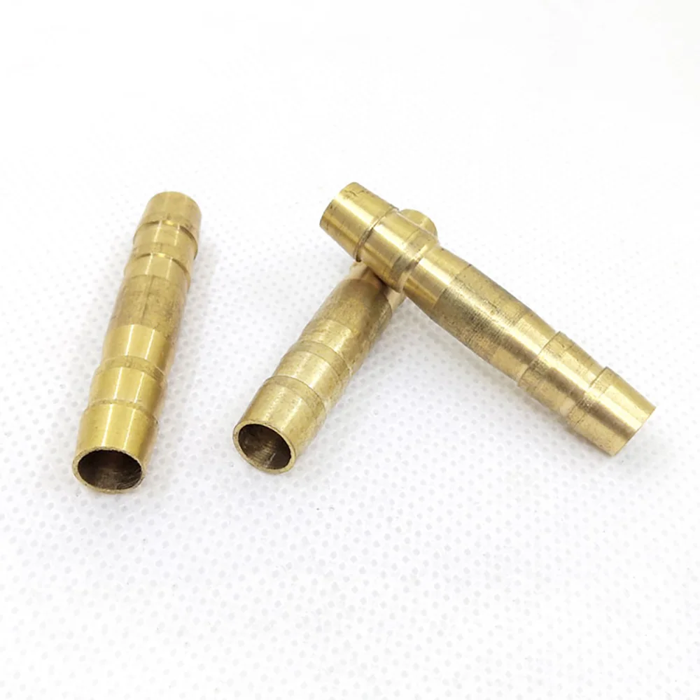 5 Pieces Brass Straight Through Hose Connector 8mm Diameter Barb Type Connector Gas Welding Cutting Pipe Connection Accessories