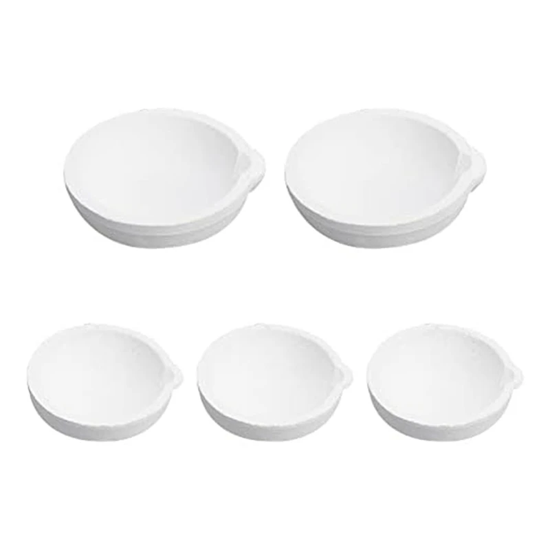 

Set Of 5 2 Styles Ceramic Bowls Quartz Melting Plate Pot Fit For Melting Cast Refining Metal Gold And Silver, 100G 250G