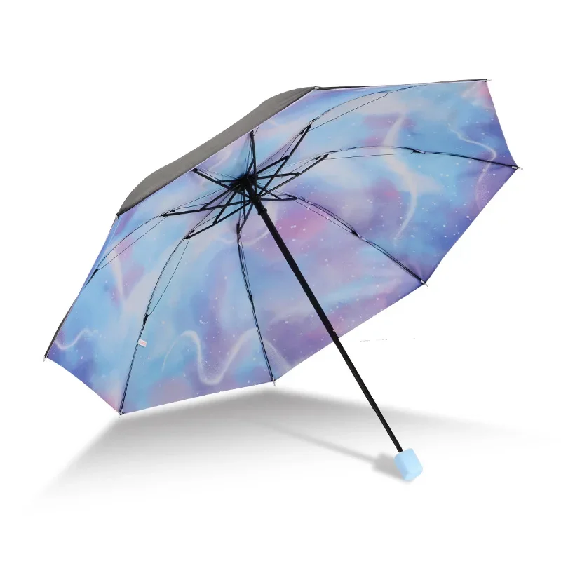 Umbrella Automatic Folding Women\'s Three-folding Windproof Starry Sky Color Creative Sun Parasol