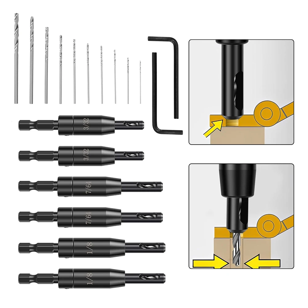 

Набор сверл из 18 предметов, сверла с шестигранным хвостовиком, удобный регулировочный ключ, терморегулируемые сверла для электрических дрелей
