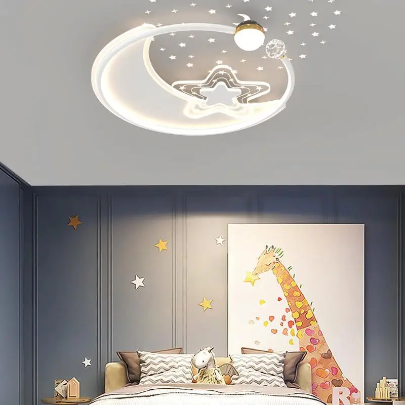 Imagem -03 - Luz de Teto do Quarto Infantil Proteção para os Olhos Estrela Céu Lua Arte Decoração do Lar Meninos Meninas Novo 2023