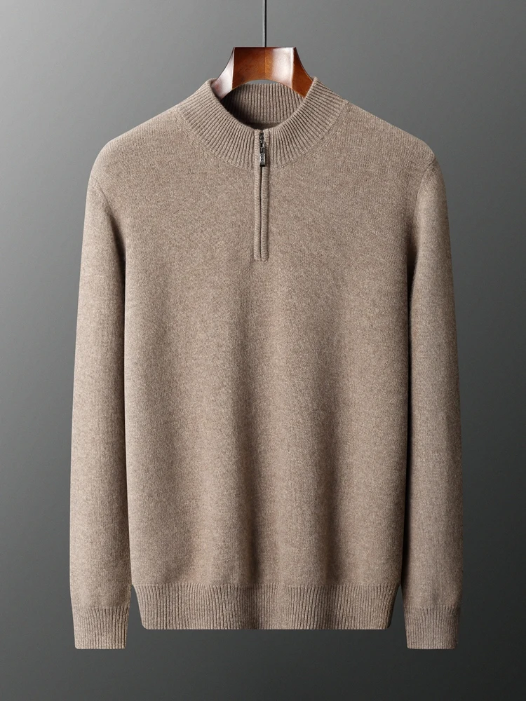 

TLOML Мужской 100% кашемировый свитер, толстый пуловер с полумолнией и воротником-стойкой, осень-зима, мягкие элегантные повседневные кашемировые топы высокого качества