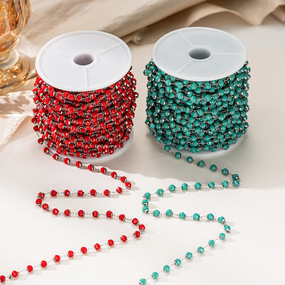 Chaîne en acier inoxydable de 1 mètre perlée pour la fabrication de colliers, bracelets, bijoux, fournitures, matériaux, composants, accessoires, artisanat