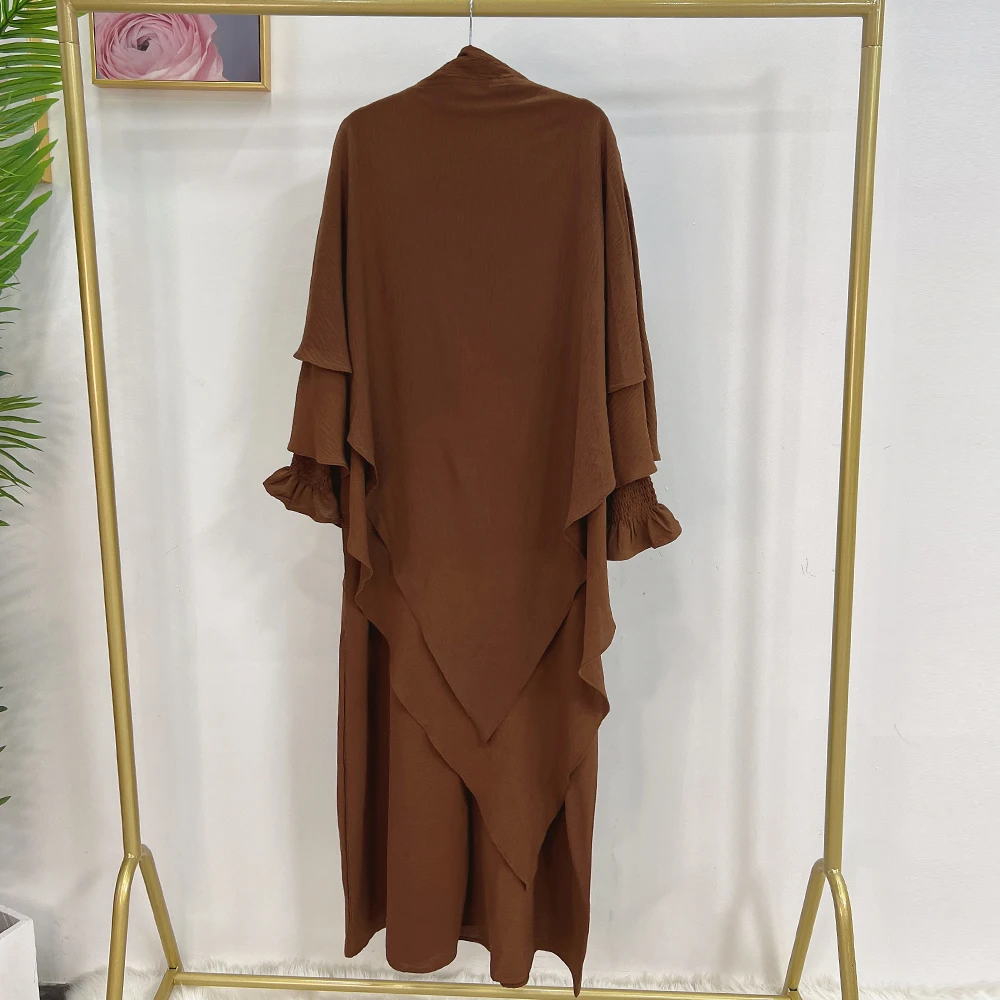 Ramadan Overhead Khimar caftano donne musulmane preghiera indumento 2 pezzi Set abbigliamento islamico Niqab Burqa Hijab Abaya Dress Robe Eid