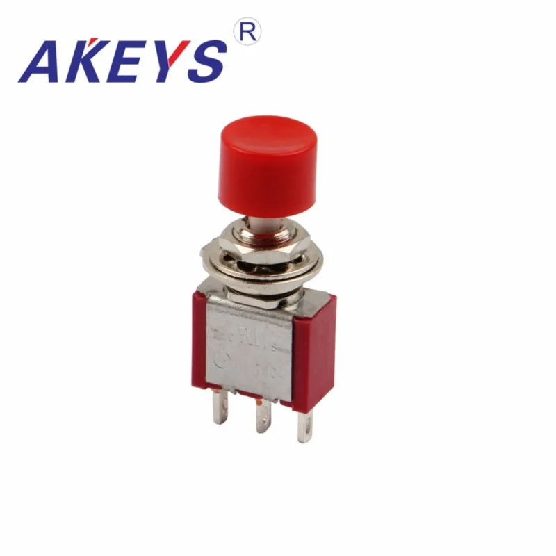 10 PCS PS-102/PS-202 Small red cap round button switch inching self-reset button switch 3/6Pin DS-612-T004