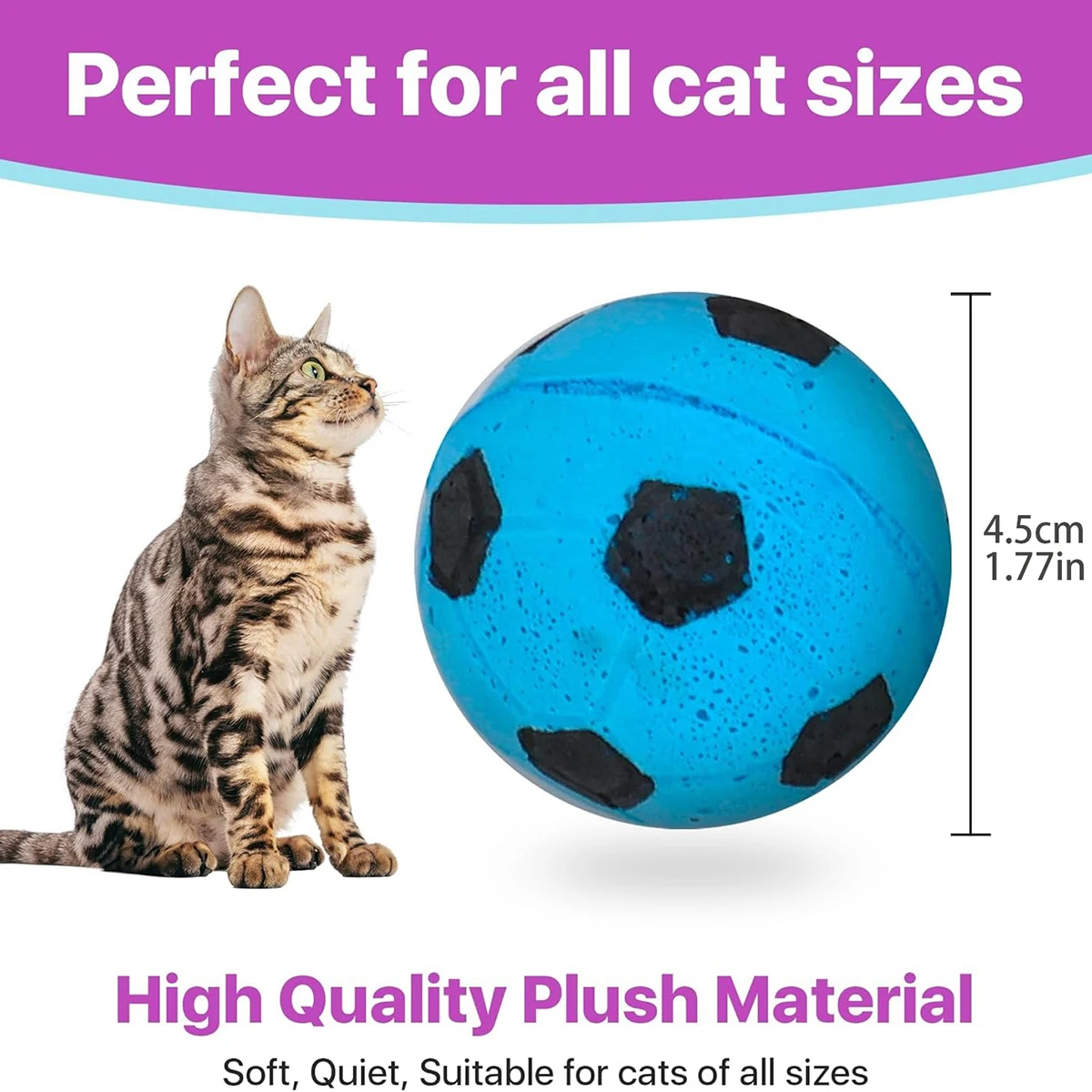 4-Pack Interactive Sponge Soccer Ball Cat Toys Assorted Colors 1.5' Fun Plush Chasing Toy for Cats And Kittens