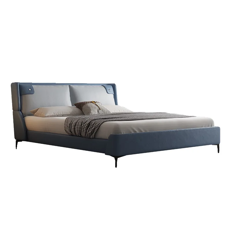 

Italian minimalist leather bed modern minimalist master bedroom double soft bed wedding