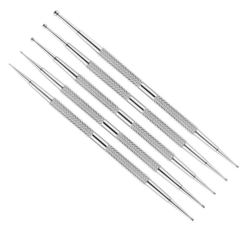Keramik-Edelstahl-Eindrückstift, Rundkopf-Stift für Papier und Keramik, DIY-Tonwerkzeug-Set, 5-teilig – Detail 4