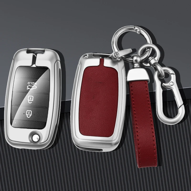 

Zinc Alloy Leather Car Remote Key Case Cover for Kia Rio Soul Sportage Ceed Sorento Cerato K2 K3 K4 K5 Keychain Accessories