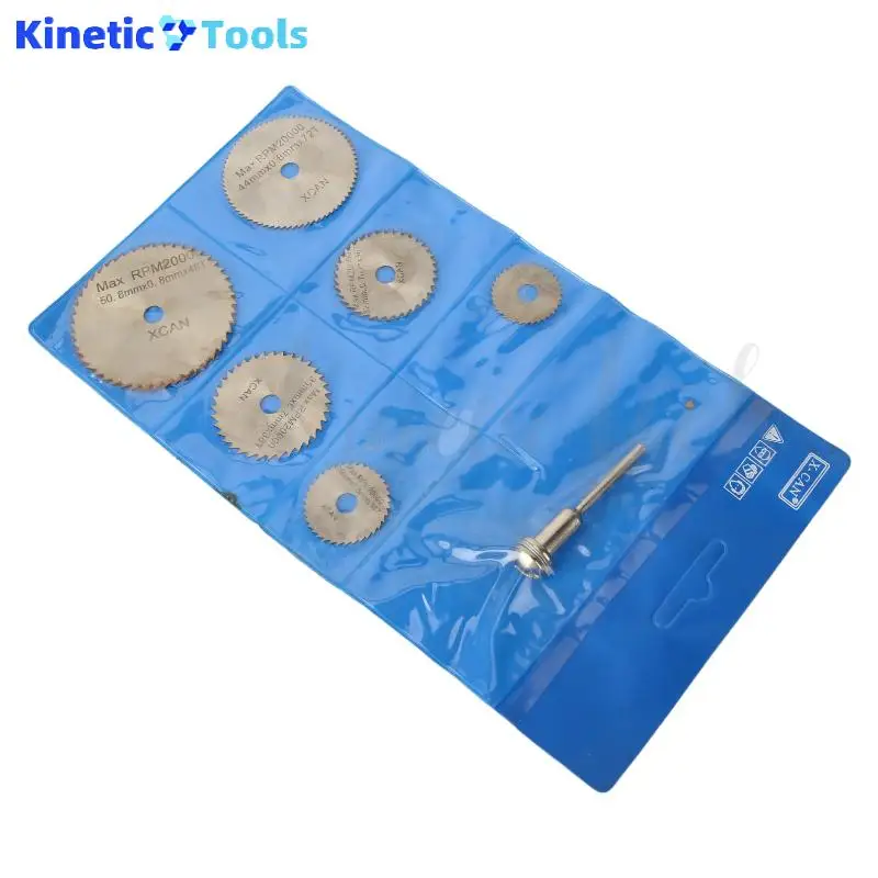 6 Sägeblätter + 1 Hs Runddreh-Scheibenspindel aus Schnellarbeitsstahl, geeignet für Holzsägen