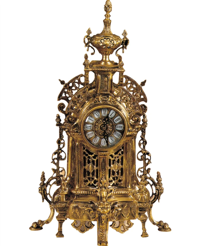 

DUTRIEUXMedieval Luxury Elegant Desk&Table Clock Retro Style Bronze Desk Clock Court Carved Table Clock