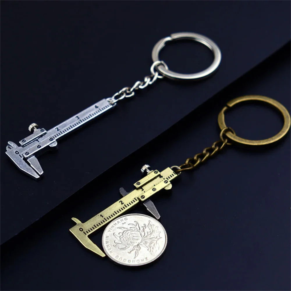 Mini Vernier Caliper Pocket Key Chain Keyring Ornaments Small 3D Movable Precision Measure Tool Accessories Slider Ruler Alloy