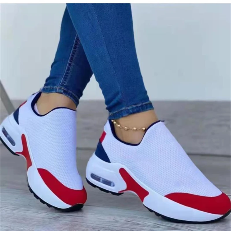 Women\'s Fashion Sneakers Shoes Vulcanized Walking Platform Sneakers Loafers Chunky Sneakers Slip-on Shoes