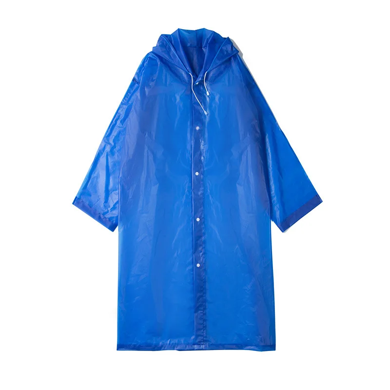 Mens Womens Waterproof Raincoats Long Jacket EVA Button Hooded Raincoat Coats Poncho Rainwear