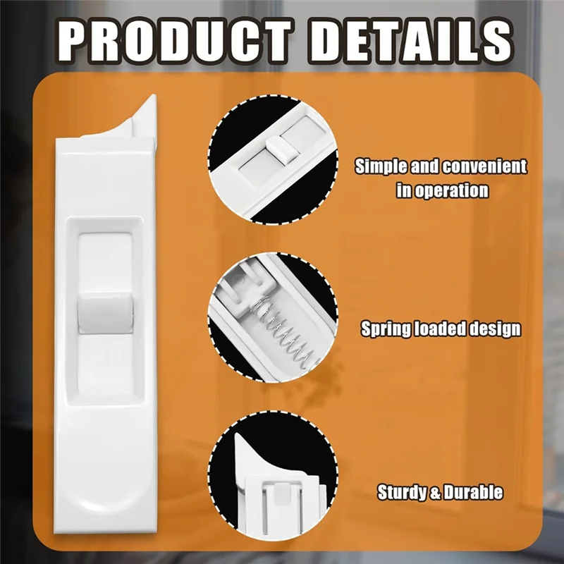 

ABBN-6Pairs Tilt Latch,Plastic Construction Window Tilt Latch Replacement,Snap-In Latch Pairs Spring Loaded Window Latch Lock