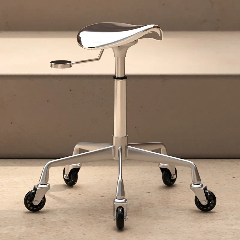 Wide Saddle Seat Thick Leg Frame 360° Silent Caster High Resilience Sponge Barber Stool Beauty Salon Manicure Lift Chair