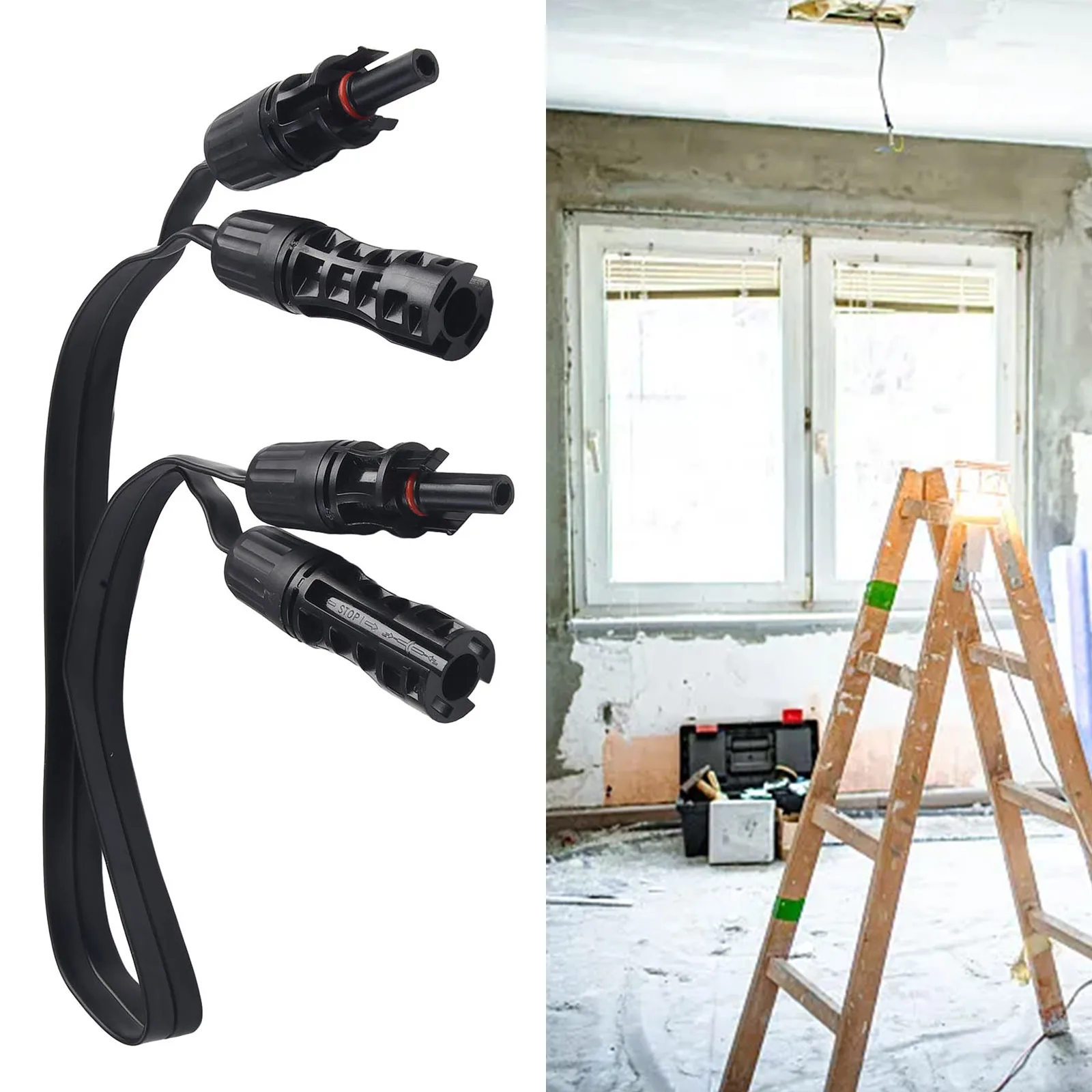 1 Pair Solar Panel Connector Adapter with 0 5m Super Flat Flexible Cable 1500V for Reliable Solar Power Installation
