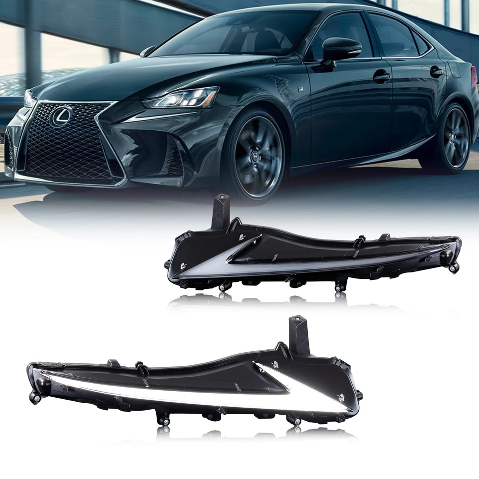 LED DRL Daytime Running Lights For Lexus IS250 IS350 IS200t IS300 3IS (2017-2020) – Chrome Housing, White Light