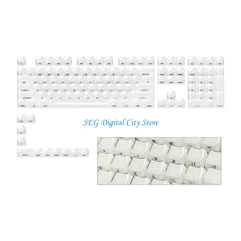 U75B 119Pieces MAO Height Keycaps With Kitten Theme Double Color Injection Molded Side Printed For Mechanical Keyboard Modding