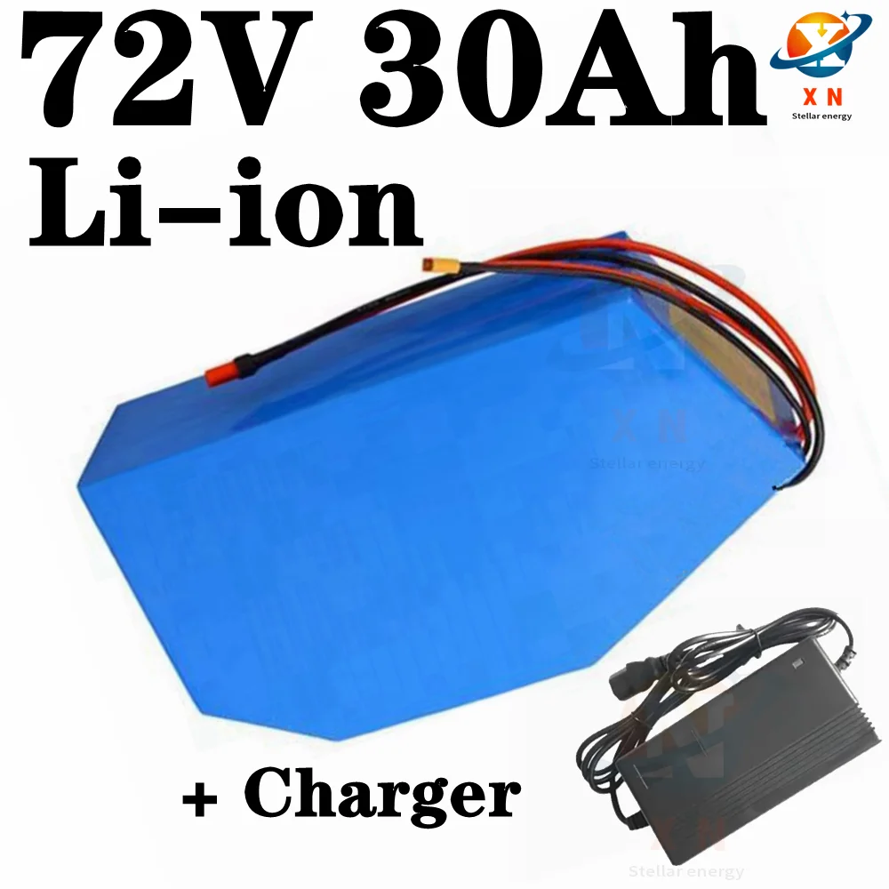 72v 30Ah lithium triangle battery BMS 20S li ion for 5000w 3000W Mountain Bike scooter Motorcycle + 5A charger